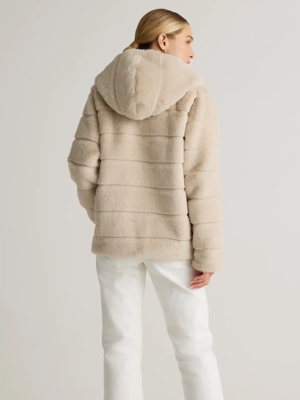 Quince Hooded Faux-Fur Jacket Size Small NWT - Picture 3 of 7